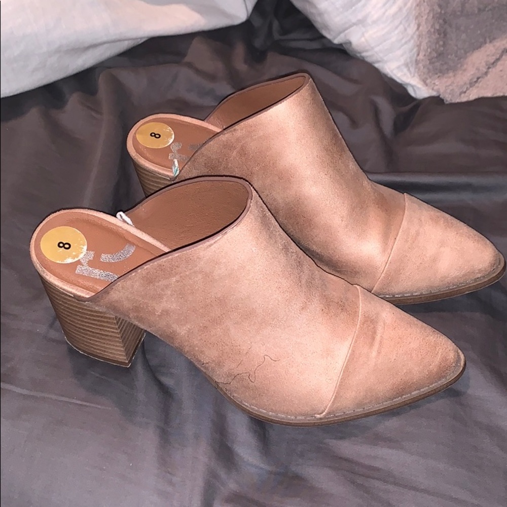 Tan suede mules